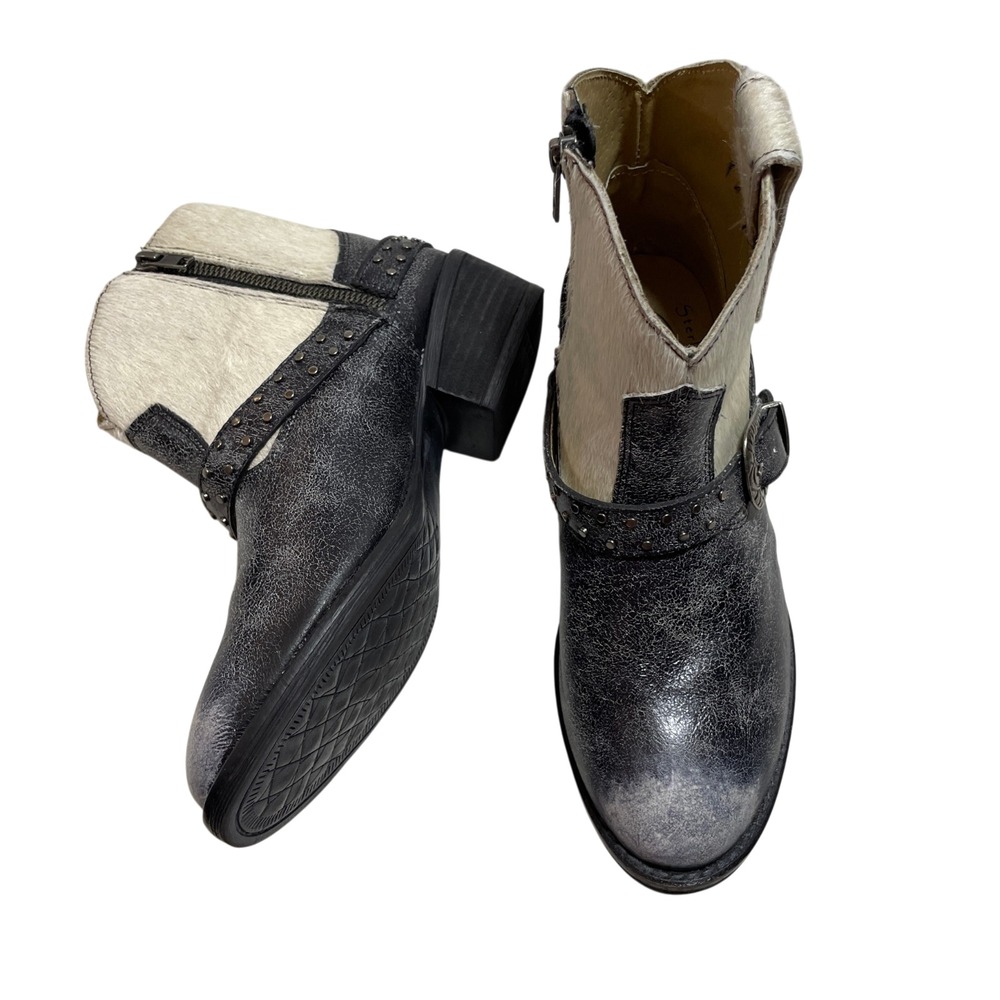 Sterling River 8 Women Ankle Boots Western Harness Leather Distressed Low Heel